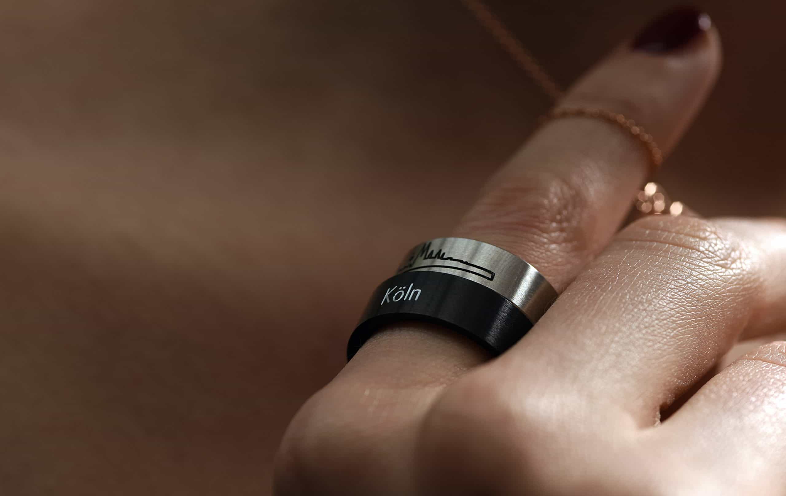 Köln-Ring Dom Schmuck mit Skyline in Edelstahl