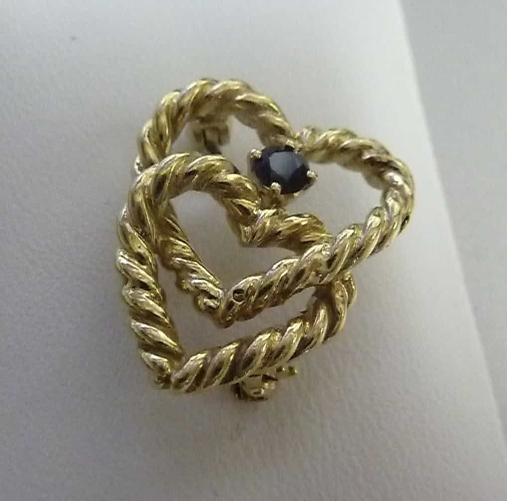 Goldbrosche Tiffany Original 18 Karat/750/Saphir