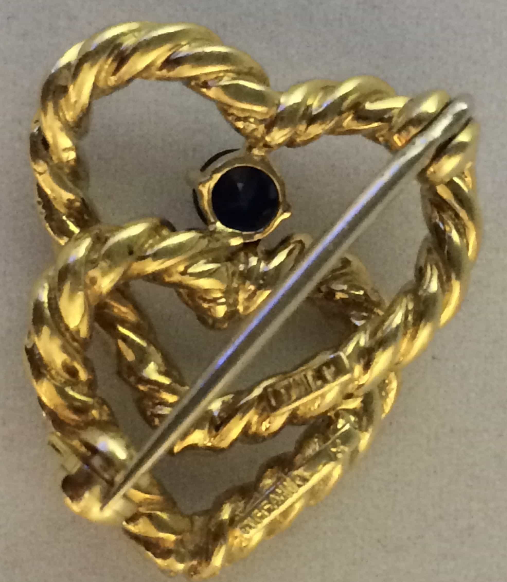 Goldbrosche Tiffany Original 18 Karat/750/Saphir