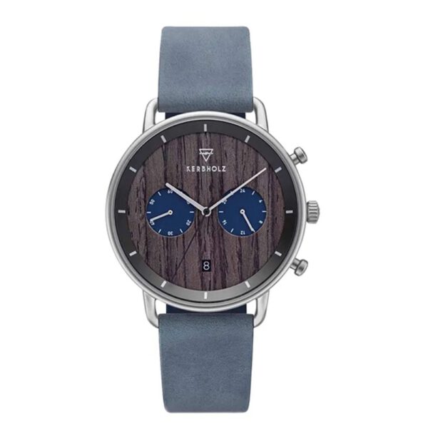 Kerbholz Herrenuhr Herbert Darkwood Silver Navy WATMHER4683